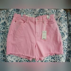 Judy Blue Light Pink High-Rise Frayed Hem Denim Shorts
